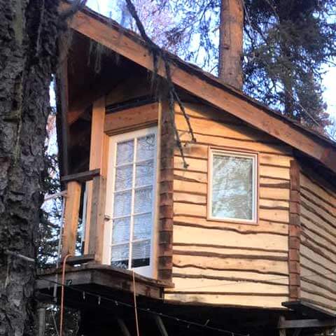 Residential tree house for overnight guests